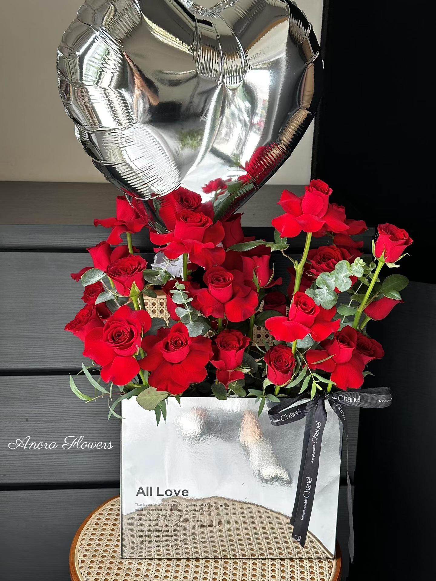 Red Rose Box with Balloon